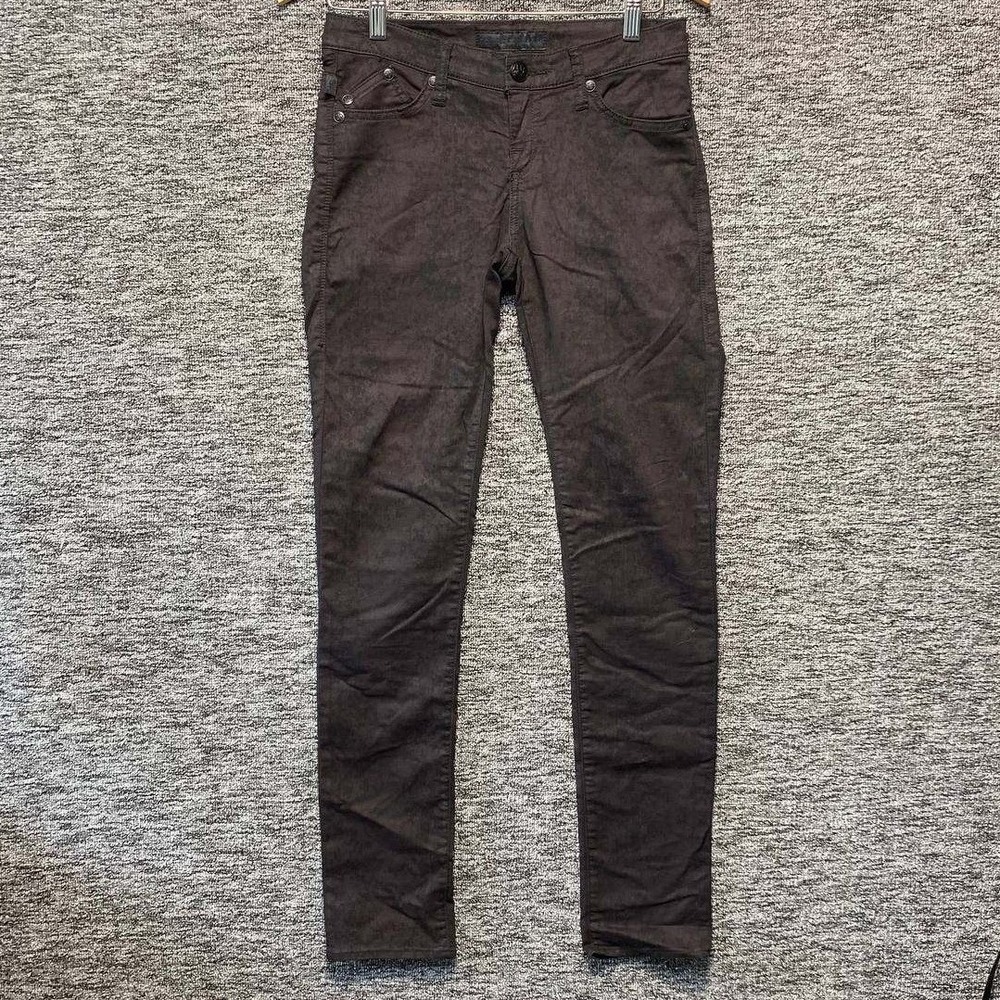 Rock & Republic Berlin Coated Skinny Pants Womens 4M Black Maroon Goth Grunge
